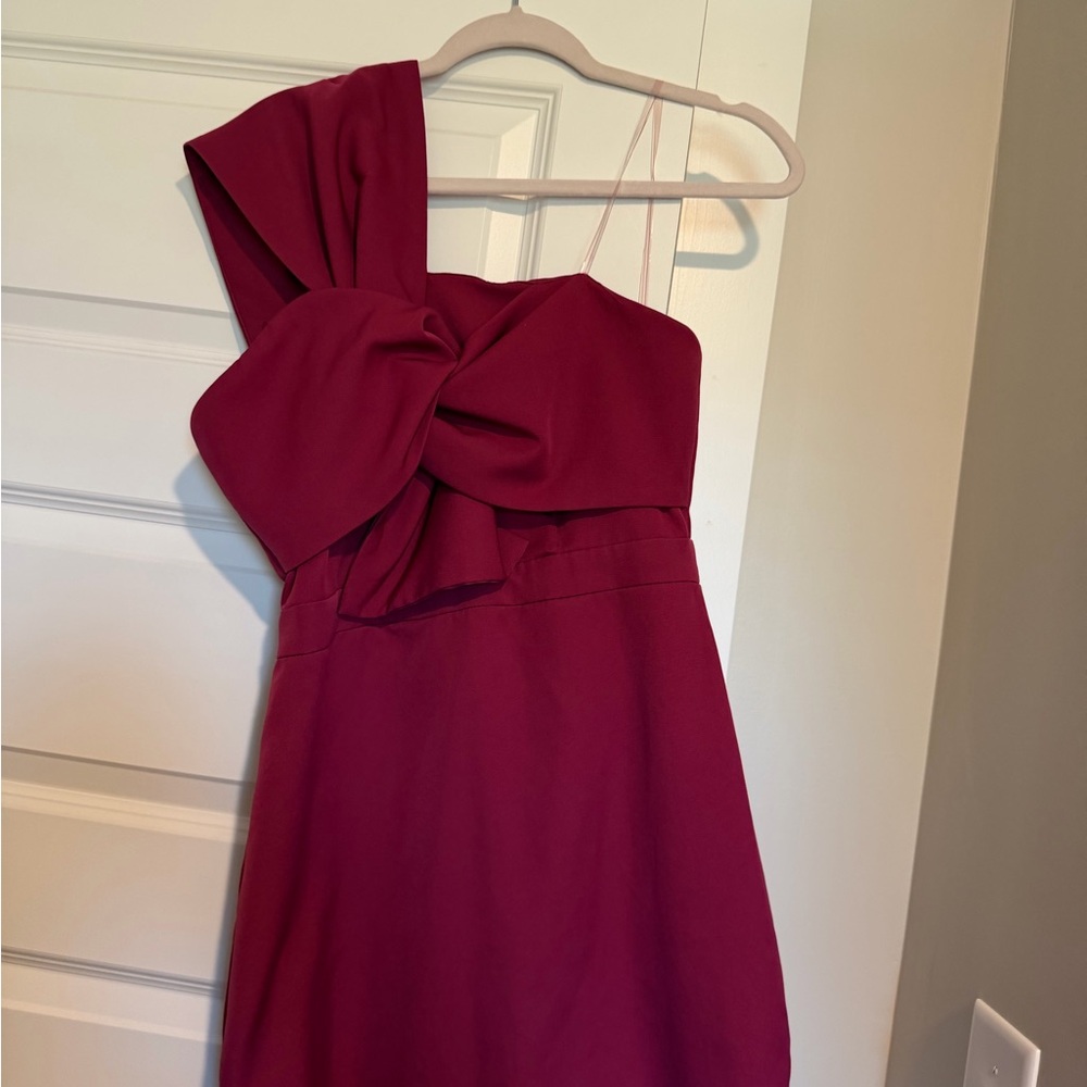 DO+BE One-Shoulder Bow-Accent Dress — Burgundy